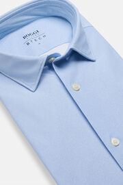 Camisa de nylon elástico azul celeste de ajuste slim, Light Blue, hi-res