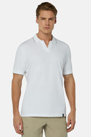 Polo in sustainable performance pique, White, hi-res