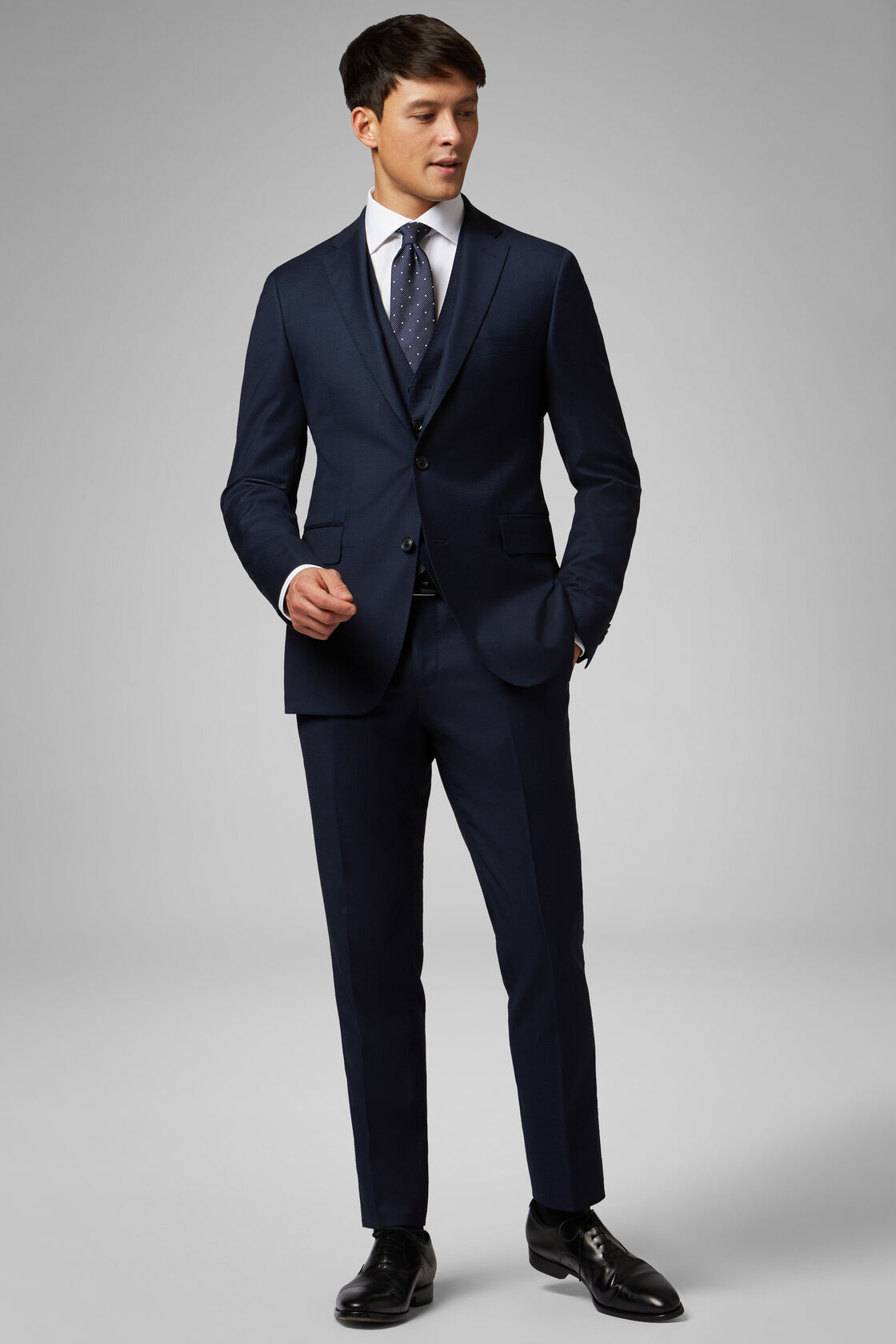 Men's Navy Blue Stretch Wool Nizza Suit | Boggi Milano