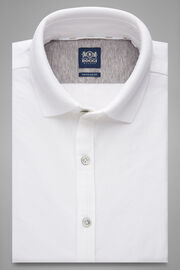 Regular Fit White Oxford Shirt With Polo Collar, White, hi-res