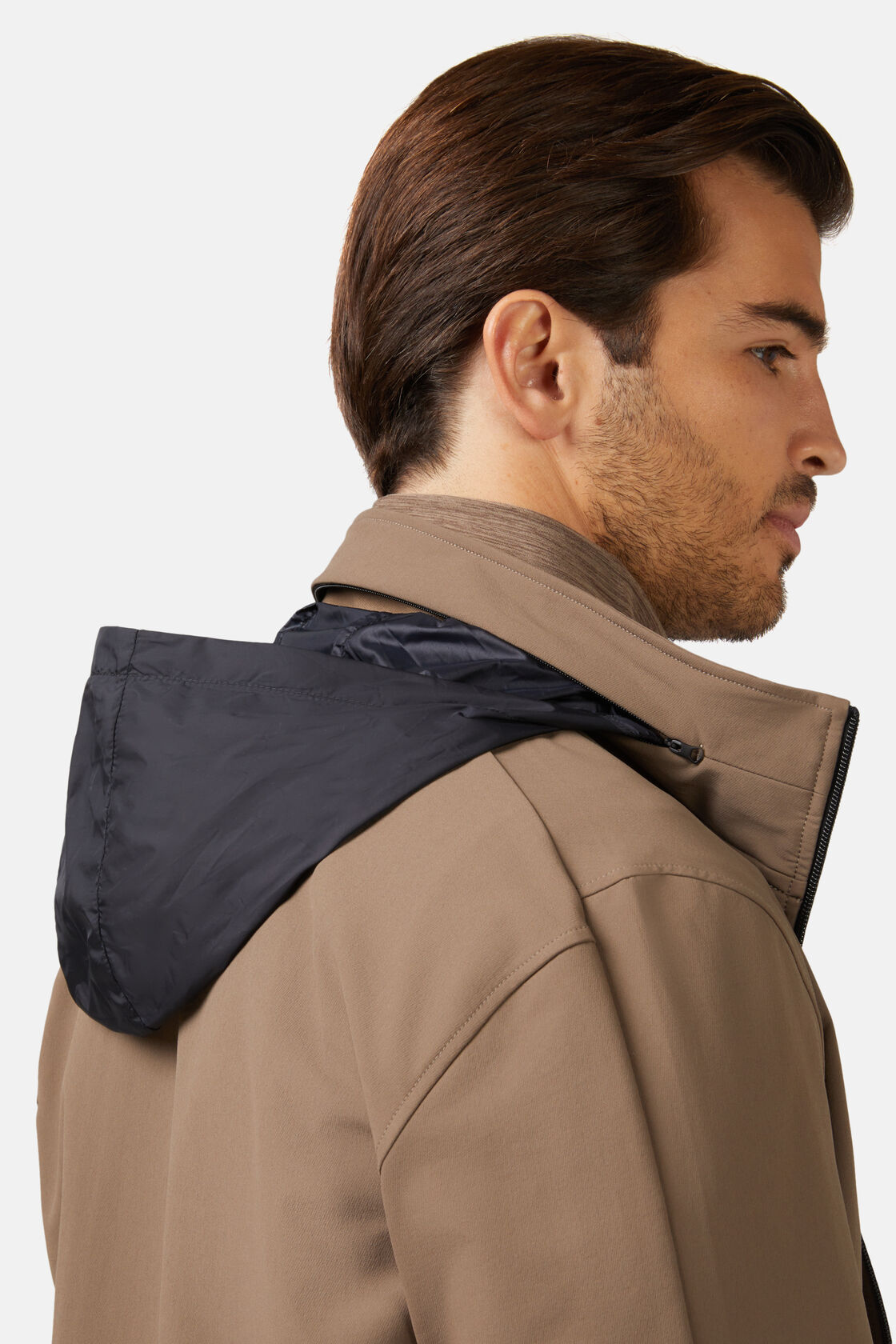 Windproof Jacket in B-Tech Stretch Nylon, Brown, hi-res