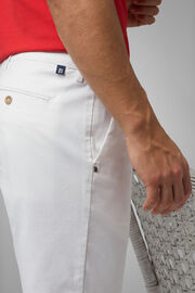 Plain Cotton & Tencel Pleated Bermuda Shorts, White, hi-res
