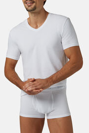 T-shirt Aus Elastischem Baumwolljersey, Weiß, hi-res