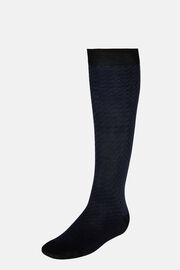 Sokken met micropatroon van katoenmix, Navy blue, hi-res