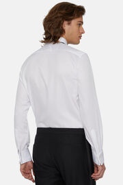 Camicia In Raso Di Cotone Slim Fit, Bianco, hi-res