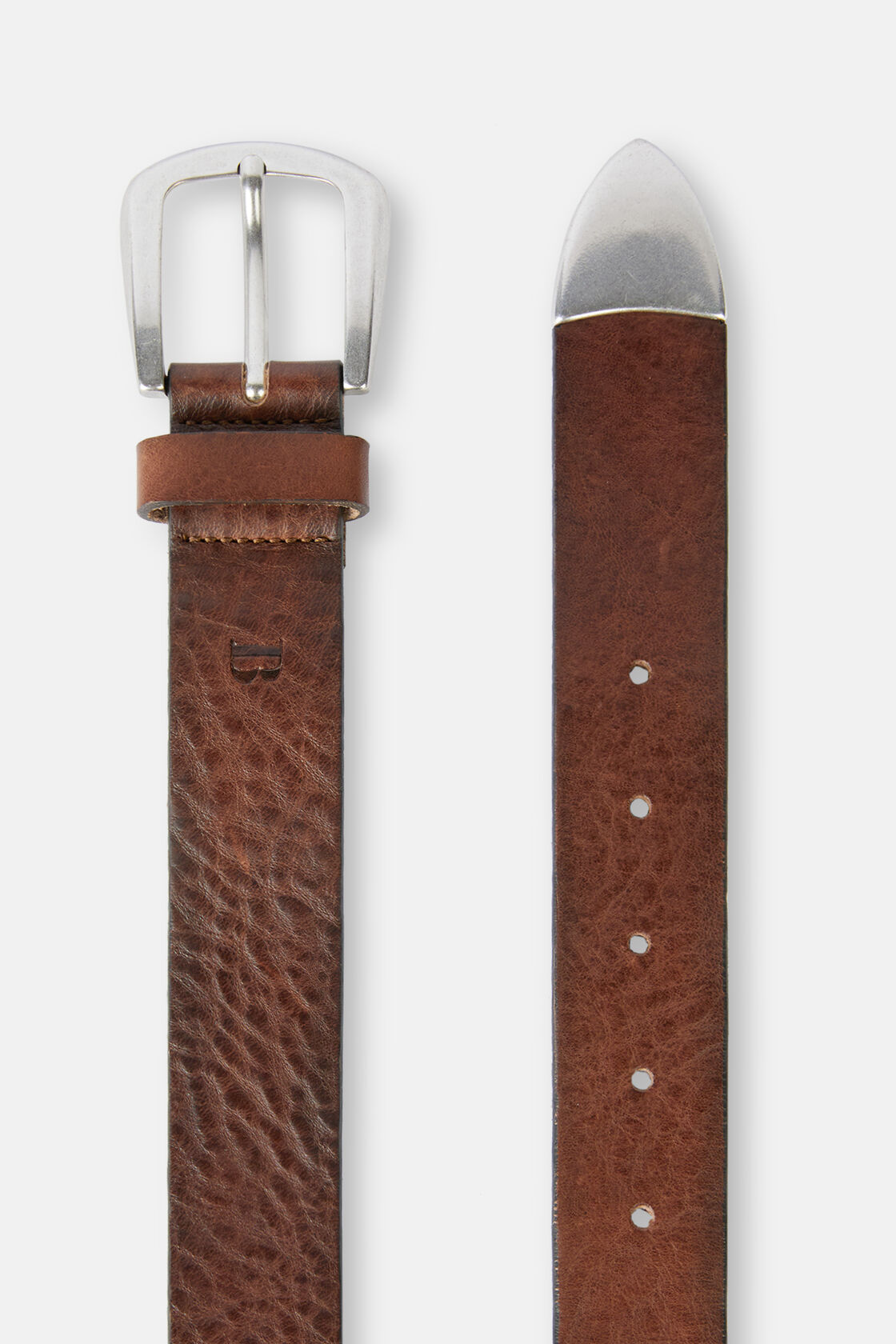 Cinturón De Piel Con Punta De Metal, marrón, hi-res