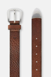 Leather Belt With Metal Tip, Brown, hi-res