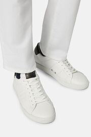 Sneakers En Cuir Blanc Et Noir, Noir - Blanc, hi-res
