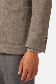 Beige Wool Micro Patterned Jacket, , hi-res