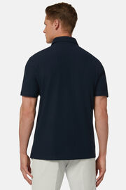 Cotton Crepe Jersey Polo Shirt, Navy blue, hi-res