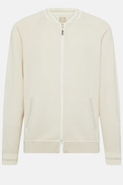 Sand Knitted Bomber Jacket In Cotton, Silk and Cashmere, Sand, hi-res