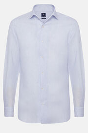 Camisa De Rayas Celestes de Lino Regular Fit, Azul claro, hi-res