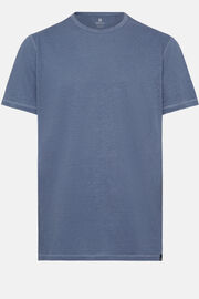 T-Shirt In Jersey Di Lino Stretch Elasticizzato, Indaco, hi-res