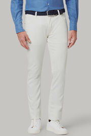 Pantalon 5 Poches En Gabardine De Coton Tencel Coupe Droite, blanc, hi-res