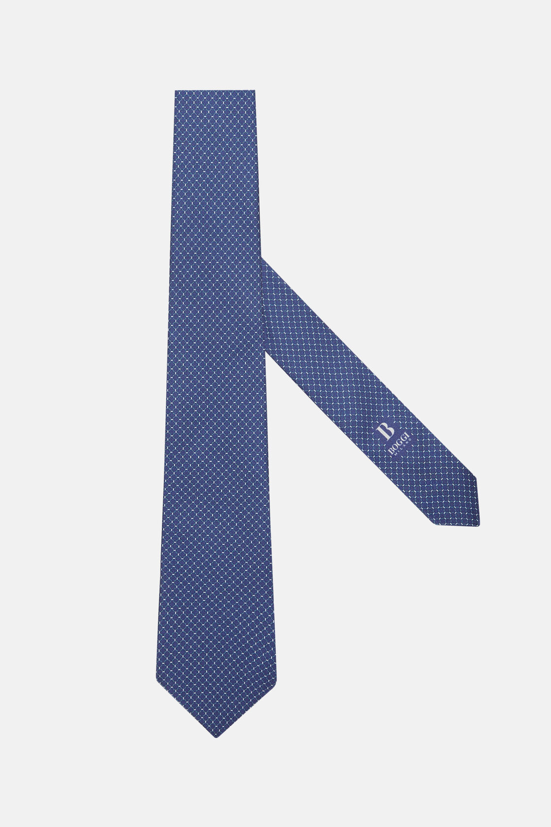 Zijden stropdas met stijgbeugelpatroon	, Navy - Green, hi-res