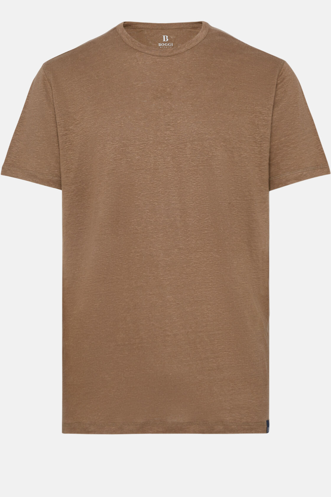 T-Shirt Aus Stretch-Leinen-Jersey, Braun, hi-res