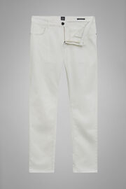 Pantalone 5 Tasche In Cotone Gabardina Tencel Regualr Fit, Bianco, hi-res