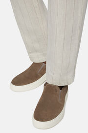 Slip-Ons in Taupe Suede Leather, Taupe, hi-res