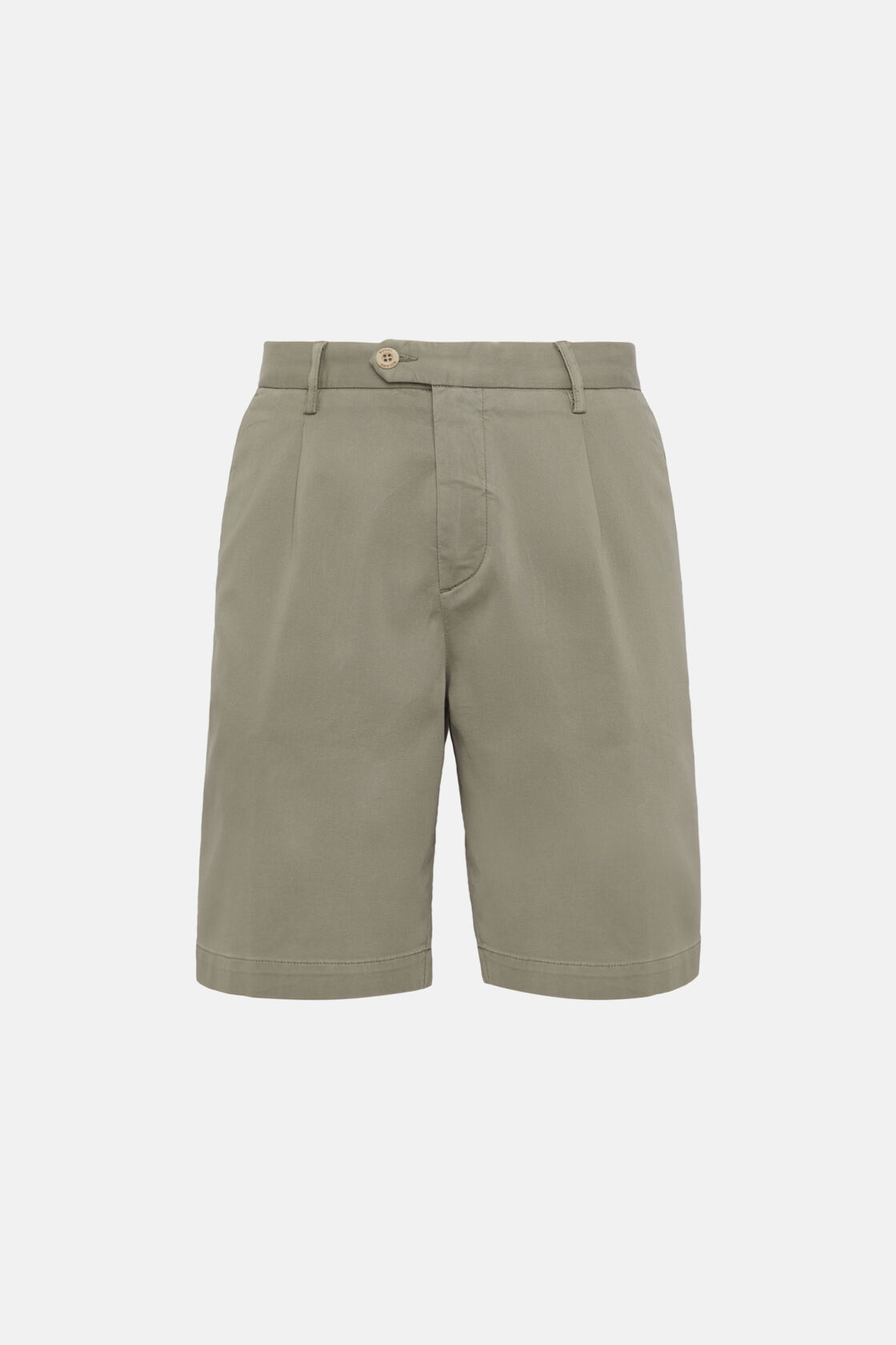 Stretch Cotton and Tencel Bermuda Shorts, Green, hi-res