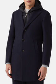 Wool Jersey Coat with Bib, Navy blue, hi-res