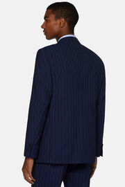 Navy Blue Pinstripe Suit In Stretch Wool, Navy blue, hi-res