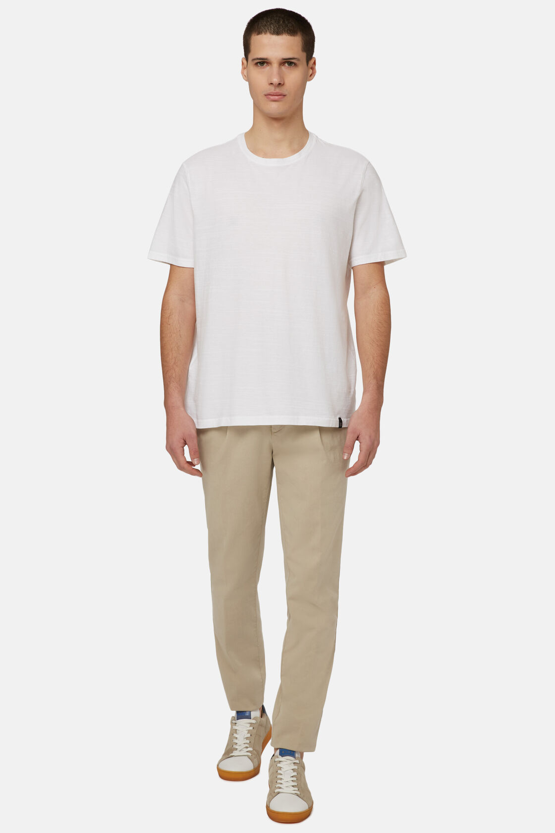 T-Shirt in Cotton Slub Jersey, White, hi-res