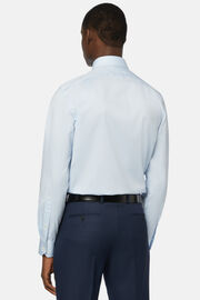 Camisa azul en pin point de algodón regular slim fit, Azul claro, hi-res