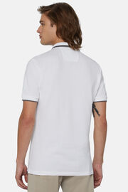 Organic Cotton Blend Piqué Polo Shirt, White, hi-res