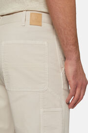 Pantaloni In Cotone Elasticizzato, Crema, hi-res