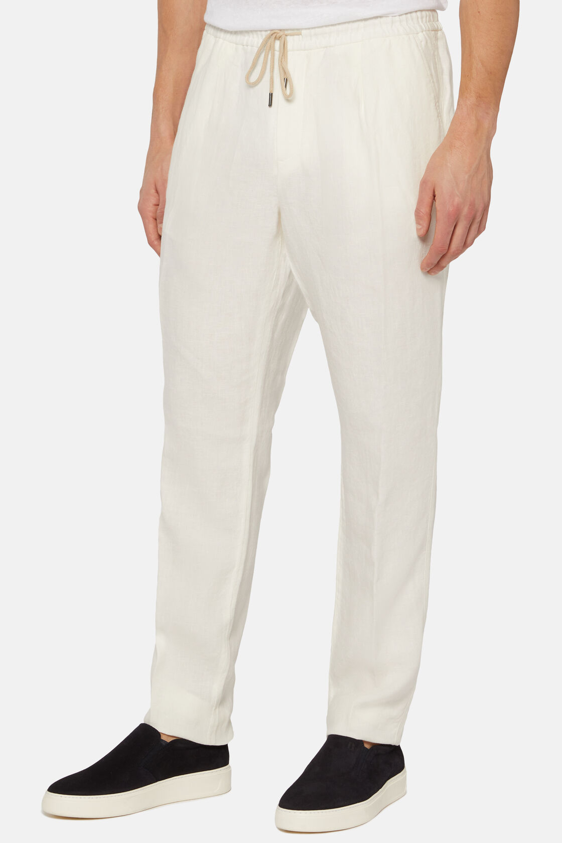 City Linen Trousers, White, hi-res