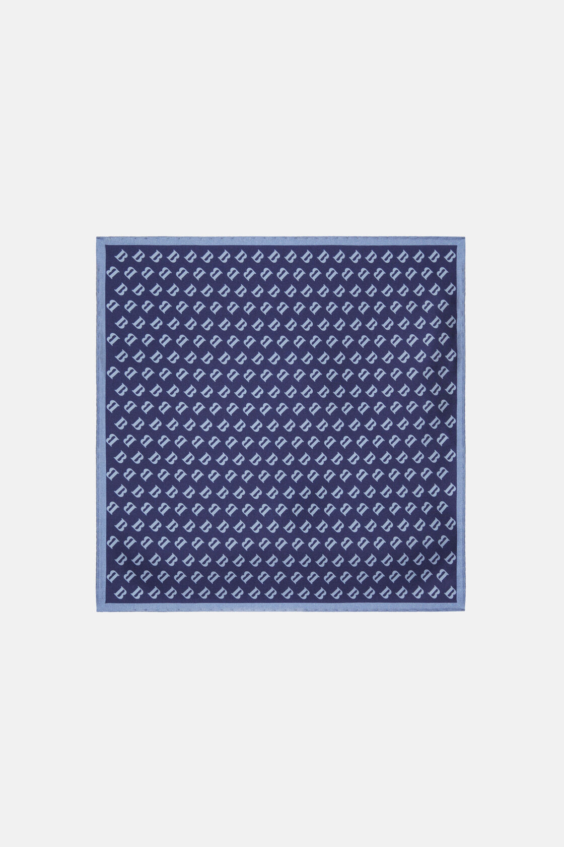 Pañuelo De Bolsillo Estampado Logo Allover De Seda, Azul  Marino, hi-res