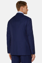 Niebieski garnitur ze wzorem w prążki z czystej wełny 130., Royal blue, hi-res