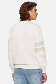 Bluza z okrągłym dekoltem z mieszanki bawełny organicznej, White, hi-res