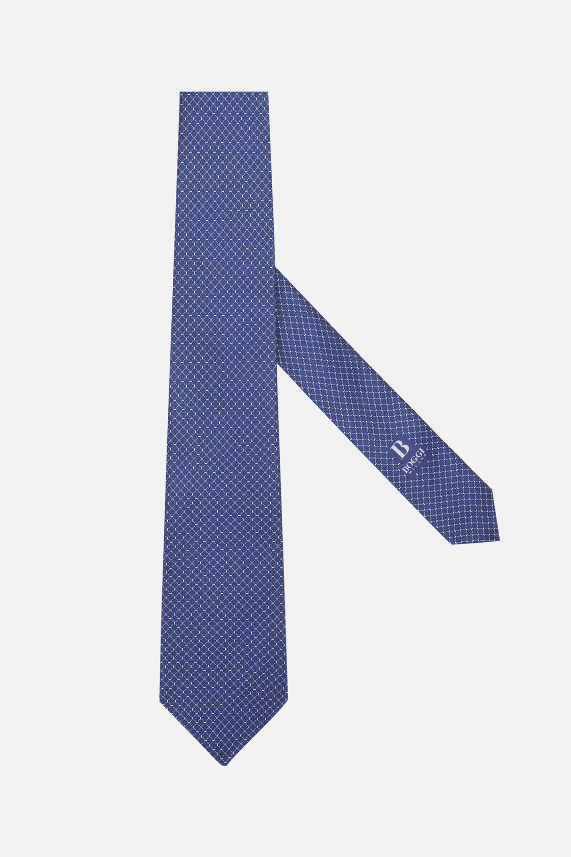 Gravata de Seda com Padrão de Estribo, Navy blue, hi-res