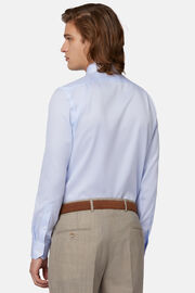 Błękitna koszula z bawełny dobby w paski, fason klasyczny, Light Blue, hi-res