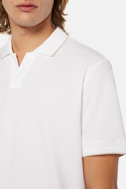 High-Performance Piqué Polo Shirt, White, hi-res