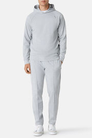 Hooded Sweatshirt in Stretch Technical Interlock, Grey, hi-res