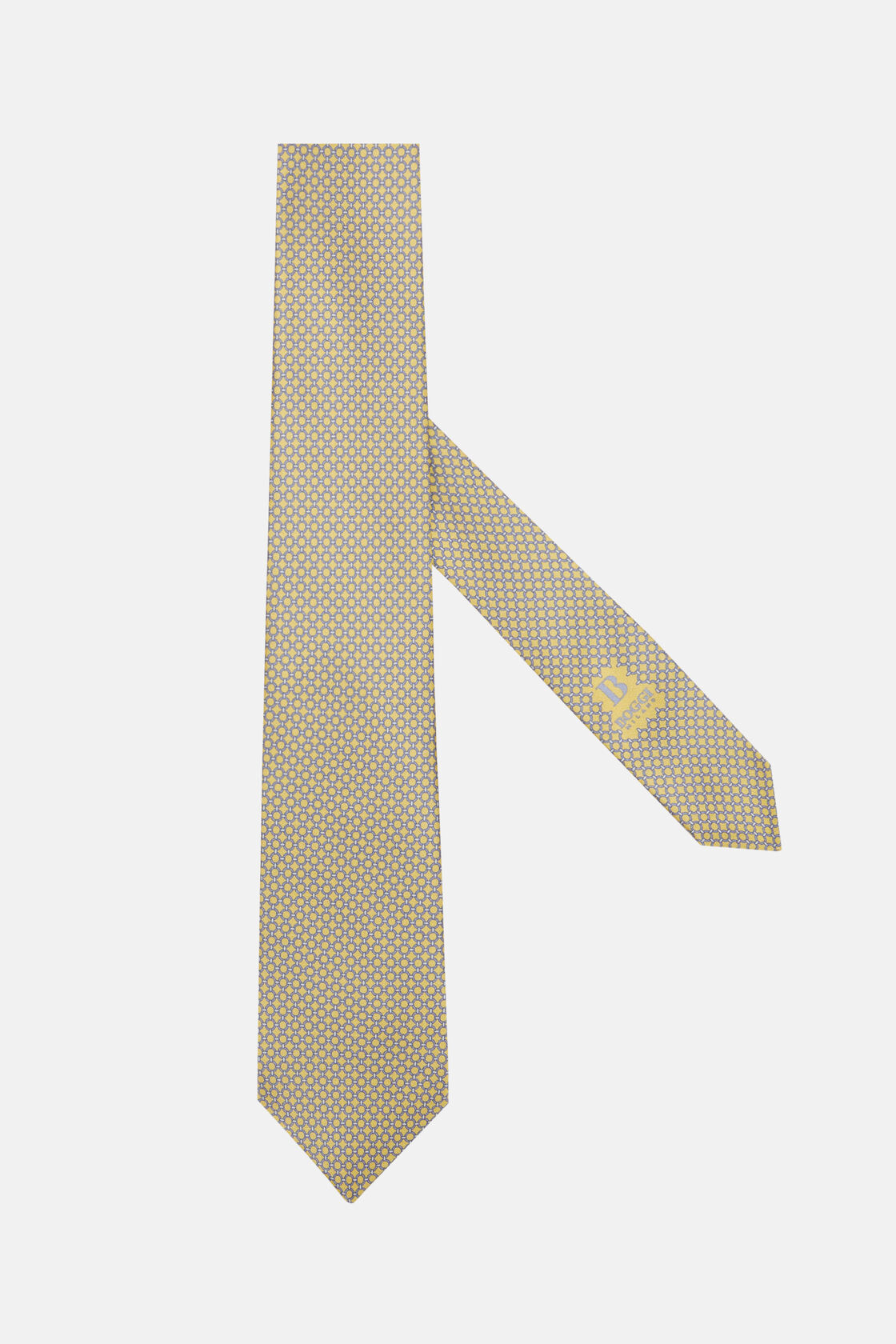 Stirrup Pattern Silk Tie, Yellow, hi-res