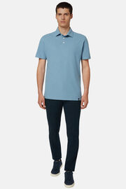 Cotton Crepe Jersey Polo Shirt, Light Blu, hi-res