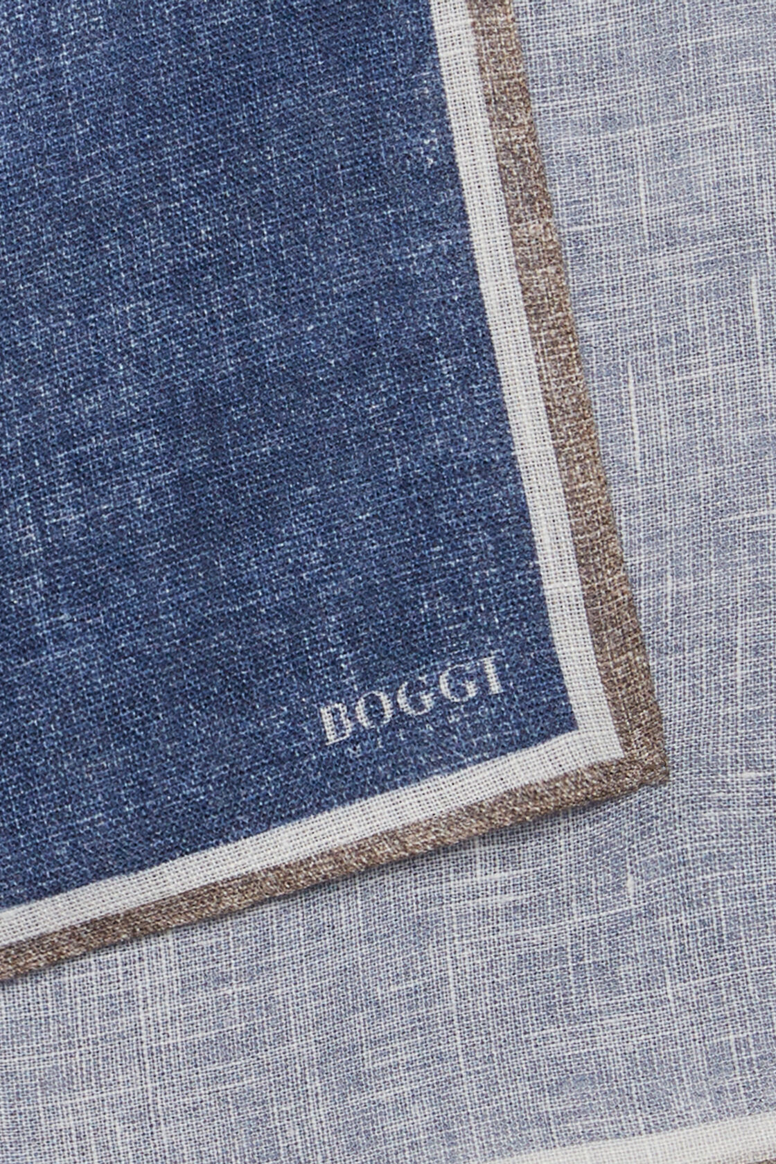 Linen Pocket Square With Contrasting Edge, Blue, hi-res