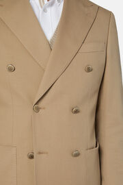 Beige Double-Breasted Jacket In Stretch Cotton, Beige, hi-res