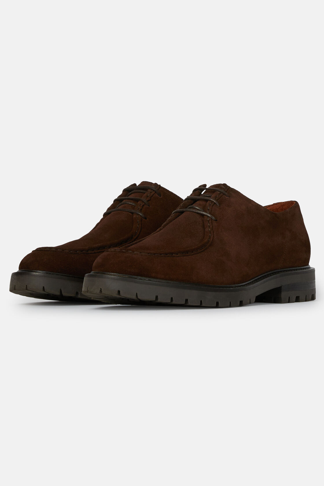 Suede Leather Lace-Up Shoes, Brown, hi-res