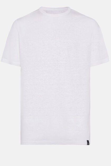 Κοντομάνικο μπλουζάκι από ελαστικό λινό ζέρσεϊ, White, hi-res