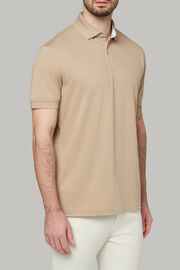 Regular fit cotton pique polo shirt, Beige, hi-res