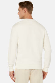 Katoenen sweatshirt met ronde hals, White, hi-res