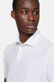 Cotton Crepe Jersey Polo Shirt, White, hi-res