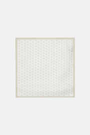 Silk Pocket Square with All-over Logo Print, Cream, hi-res