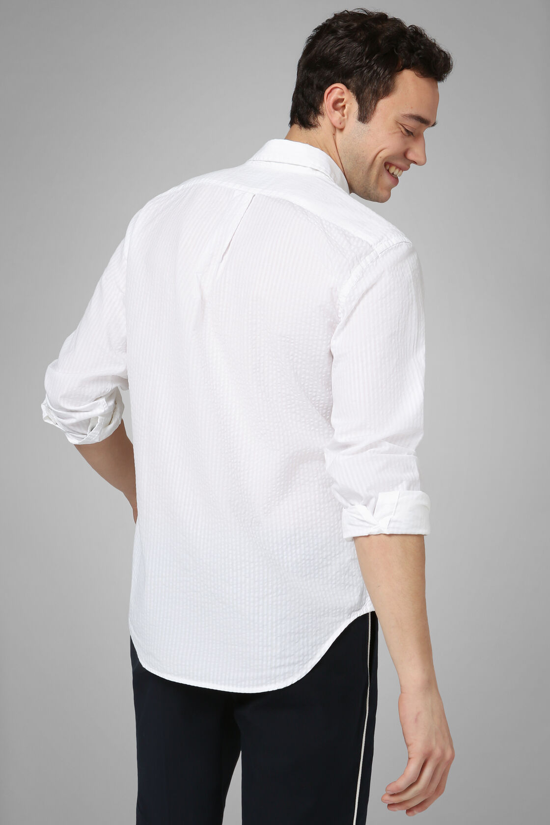 Regular Fit White Shirt With Button Down Collar, White, hi-res