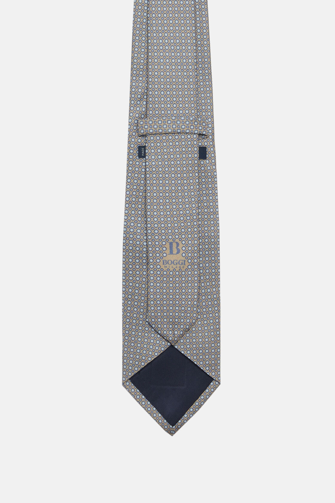 Μεταξωτή γραβάτα με φλοράλ σχέδιο, Taupe, hi-res
