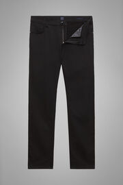 Pantalon 5 Poches En Gabardine De Coton Tencel Coupe Droite, Noir, hi-res